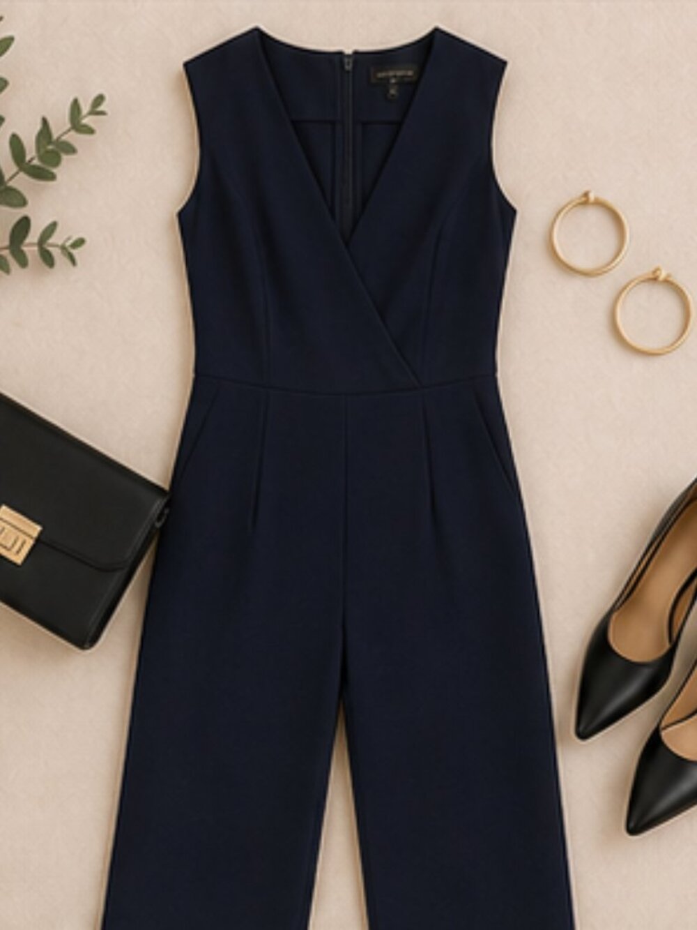 The Limited Navy Blue Jumpsuit 4 Slim Leg Tailored Elegant - Picture 4 of 7